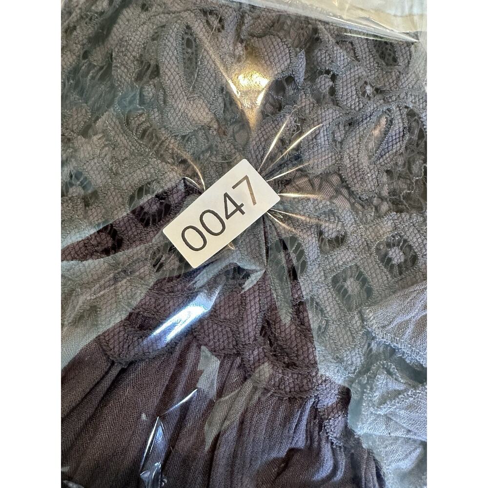 FP One Free People Lace Boho Tunic Mini Dress Gray Criss Cross Back M Medium - Picture 8 of 8
